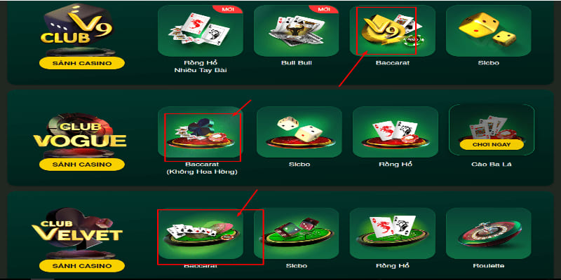 Trò chơi baccarat tại V9bet sở hữu nhiều ưu thế nổi bật